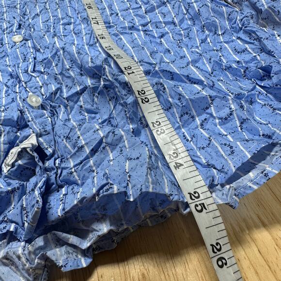 Frank & Eileen Barry Button Up Crinkle Blue Floral Women's Size Large EUC - Picture 8 of 8